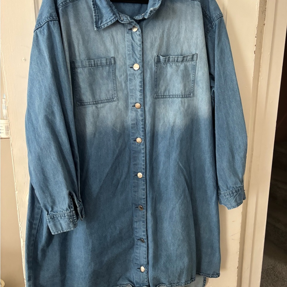 Denim Button-Up Shirt Dress